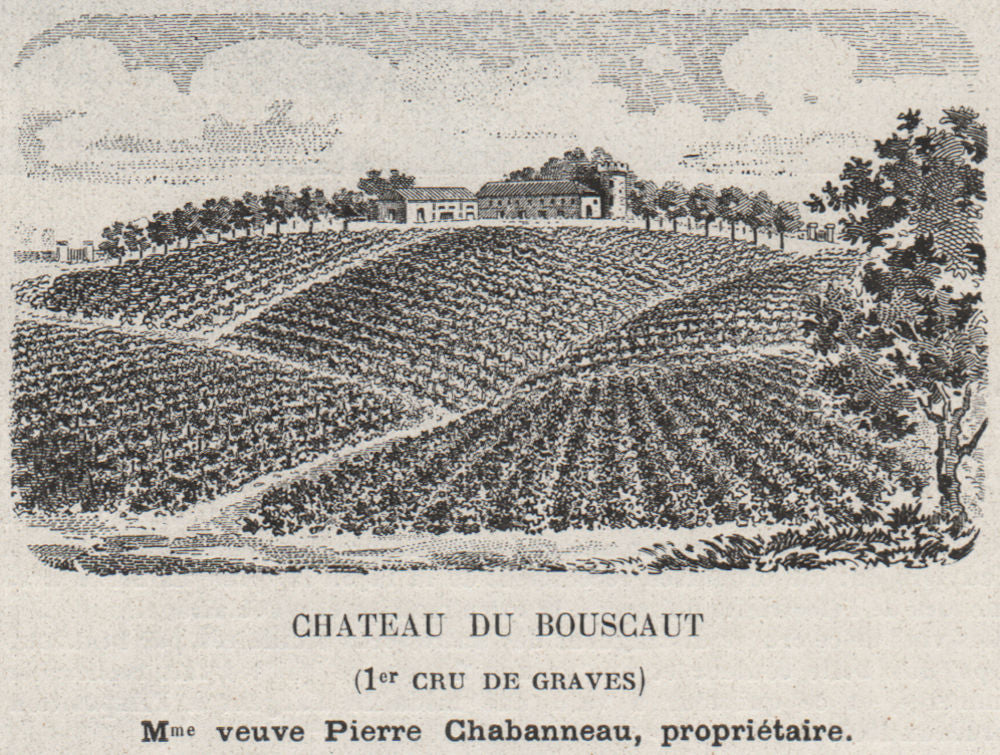 GRAVES. CADAUJAC. Chateau du Bouscaut (1er Cru de Graves). Bordeaux. SMALL 1908